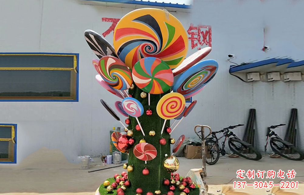 泰安不锈钢彩色棒棒糖雕塑艺术与景观的完美结合