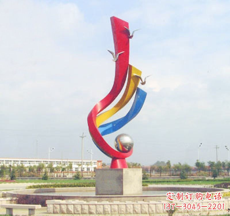 泰安不锈钢彩色海鸥海浪雕塑——美丽传承