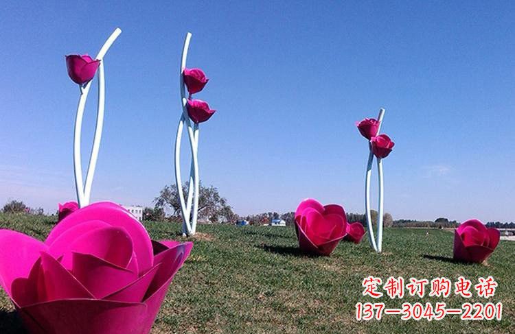 泰安不锈钢彩色玫瑰花雕塑