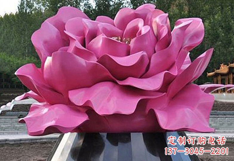 泰安不锈钢彩色牡丹花雕塑美丽的艺术品