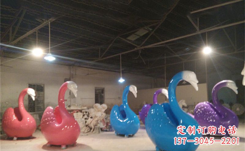 泰安不锈钢彩色天鹅——精美的动物雕塑