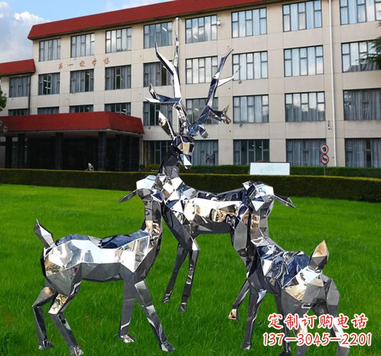 泰安不锈钢草坪麋鹿雕塑