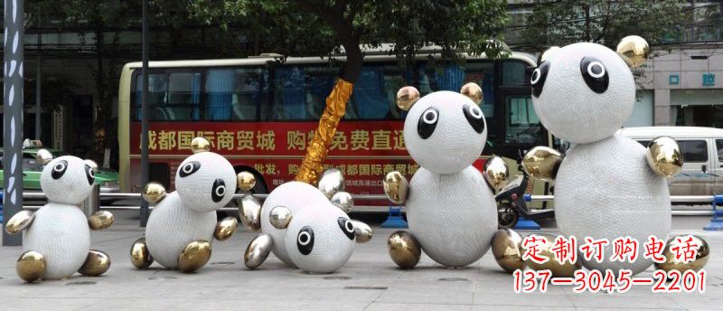 泰安不锈钢熊猫雕塑——传承中国文化精髓