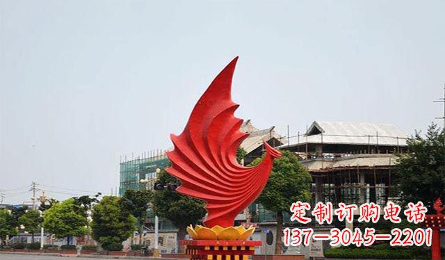 泰安不锈钢凤凰雕塑象征着城市繁荣