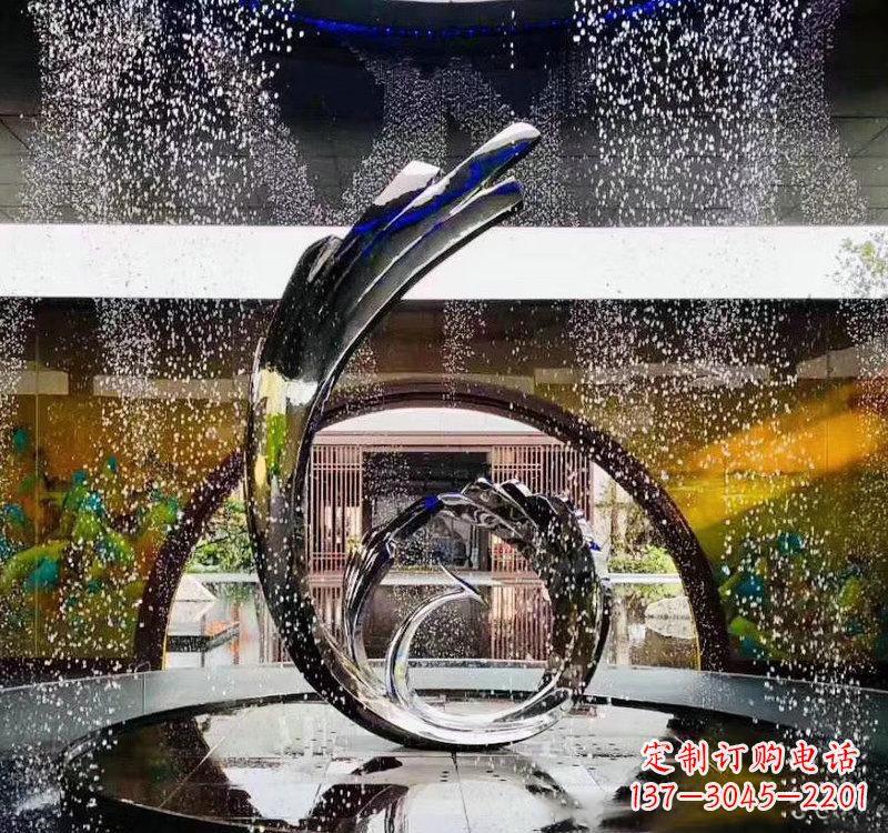 泰安不锈钢城市景观喷泉雕塑美丽而又充满力量