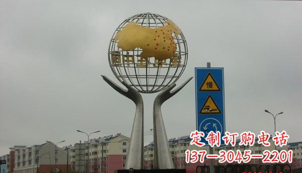 泰安不锈钢城市景观中的地球雕塑