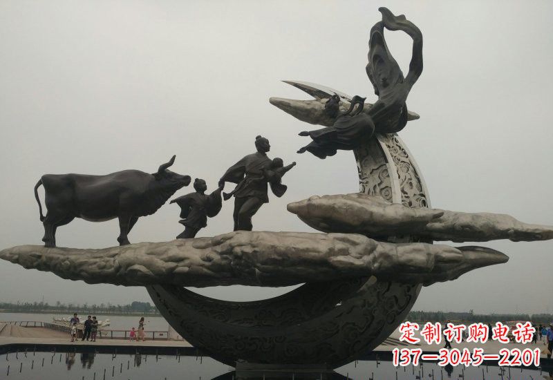泰安不锈钢牛郎织女雕塑传说中的爱情