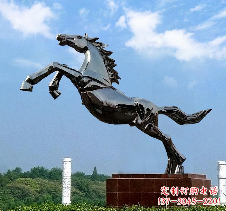 泰安不锈钢城市艺术奔马雕塑精美的艺术之作