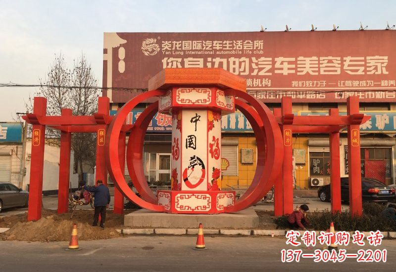 泰安不锈钢灯笼雕塑——中国梦的象征