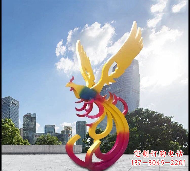 泰安绚丽多彩的不锈钢凤凰雕塑