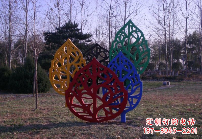 泰安不锈钢抽象彩色树叶雕塑