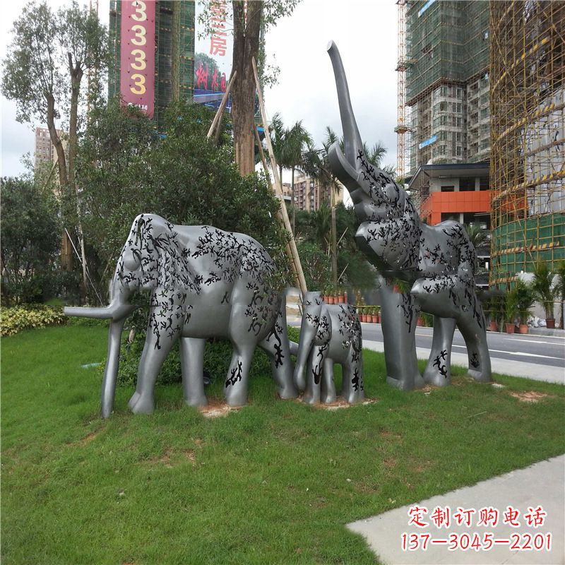 泰安不锈钢大象雕塑小区园林的精美装饰