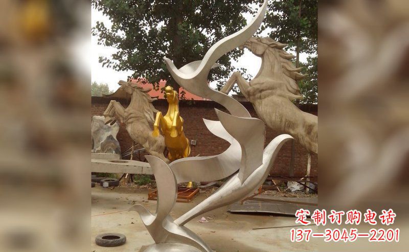 泰安不锈钢抽象大雁鸽子雕塑 (2)