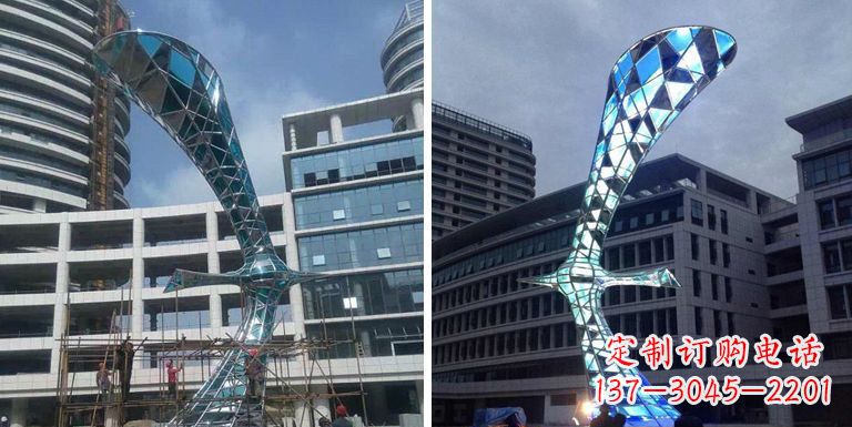 泰安不锈钢抽象大雁景观雕塑