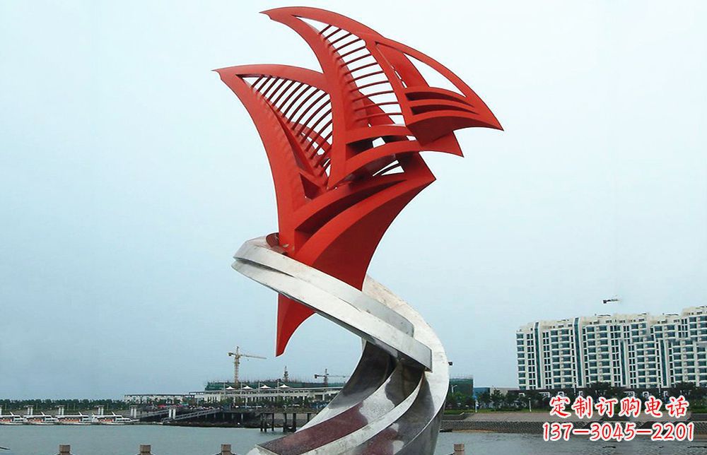泰安海洋之舟——不锈钢抽象帆船海边景观雕塑