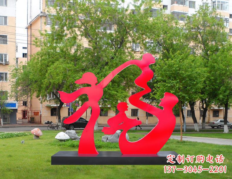 泰安不锈钢抽象福字人物雕塑