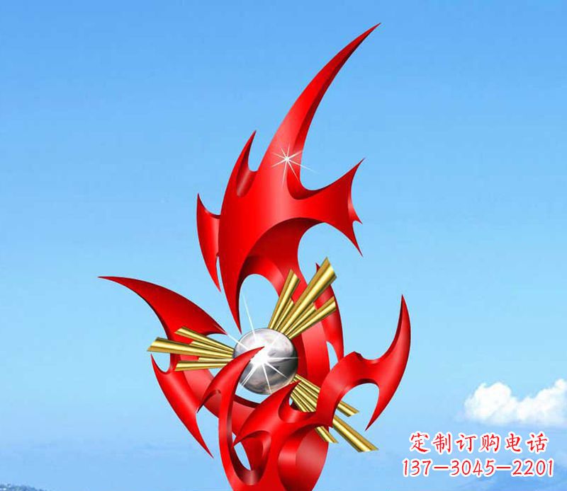 泰安不锈钢抽象火苗雕塑 (2)