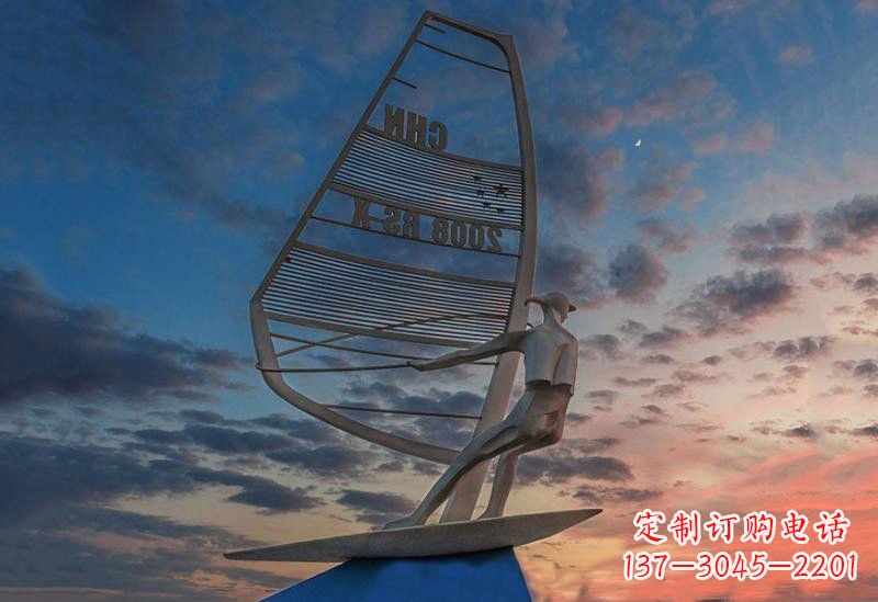 泰安不锈钢抽象驾驶帆船人物雕塑
