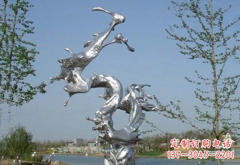 泰安不锈钢抽象蛟龙出海雕塑