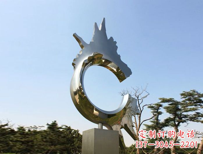 泰安不锈钢抽象龙头雕塑