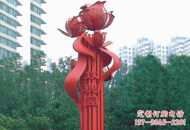 泰安不锈钢玫瑰雕塑精美而优雅