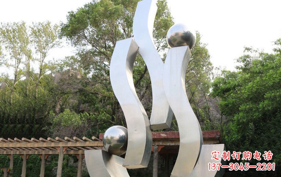 泰安不锈钢飘带雕塑美化小区景观