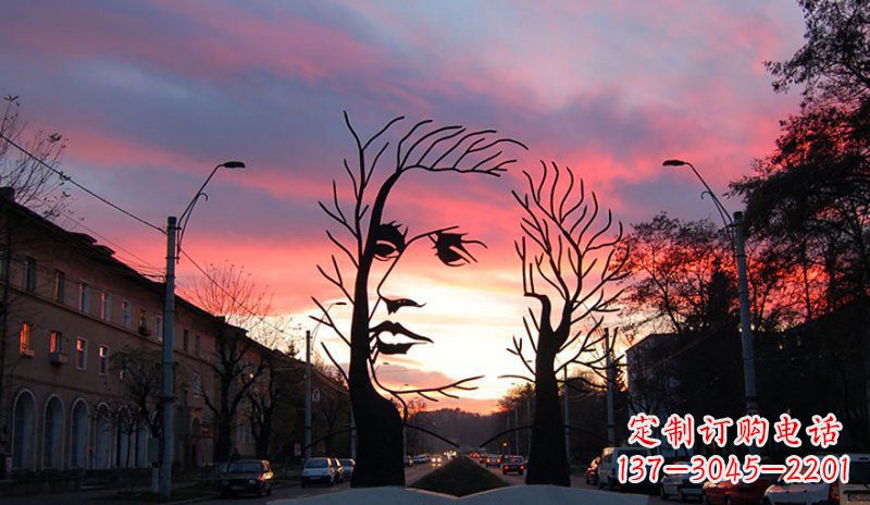 泰安不锈钢人头雕塑点缀街边景观