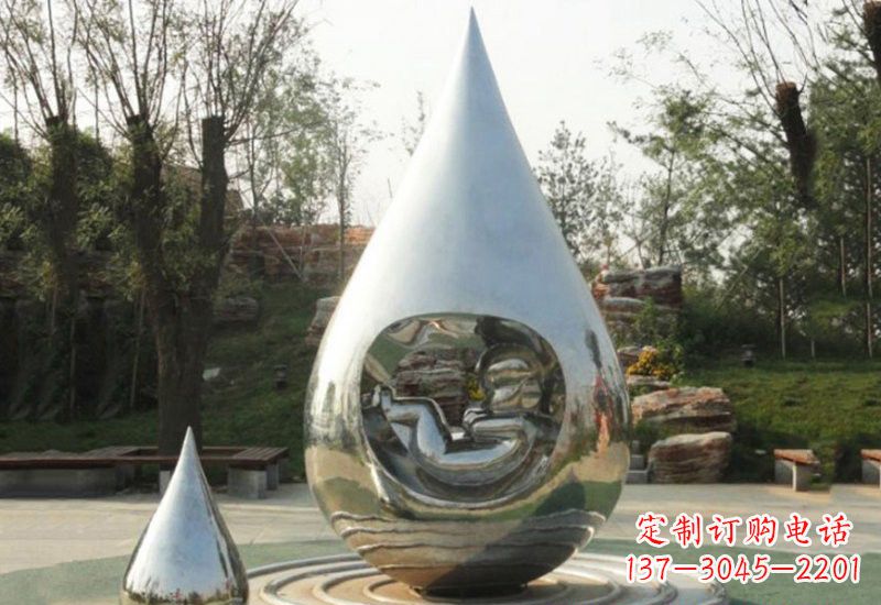 泰安不锈钢水滴雕塑缔造生命之源