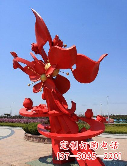 泰安不锈钢抽象石榴花雕塑