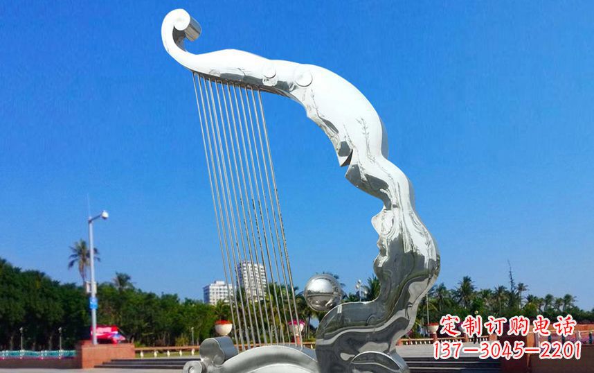 泰安不锈钢抽象竖琴广场雕塑