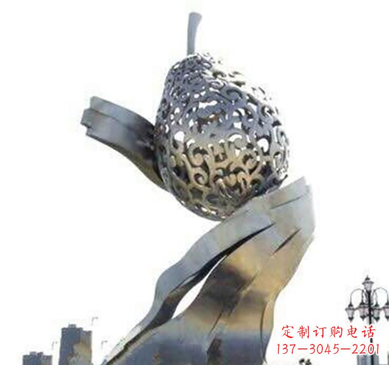 泰安不锈钢梨雕塑艺术结合精美外形