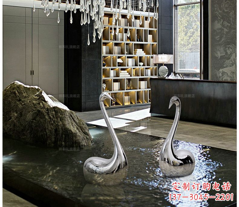 泰安不锈钢抽象天鹅摆件雕塑