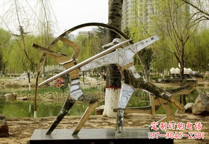 泰安不锈钢抽象运动员雕塑