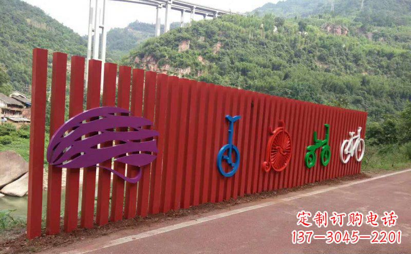 泰安不锈钢自行车雕塑点缀公园景观
