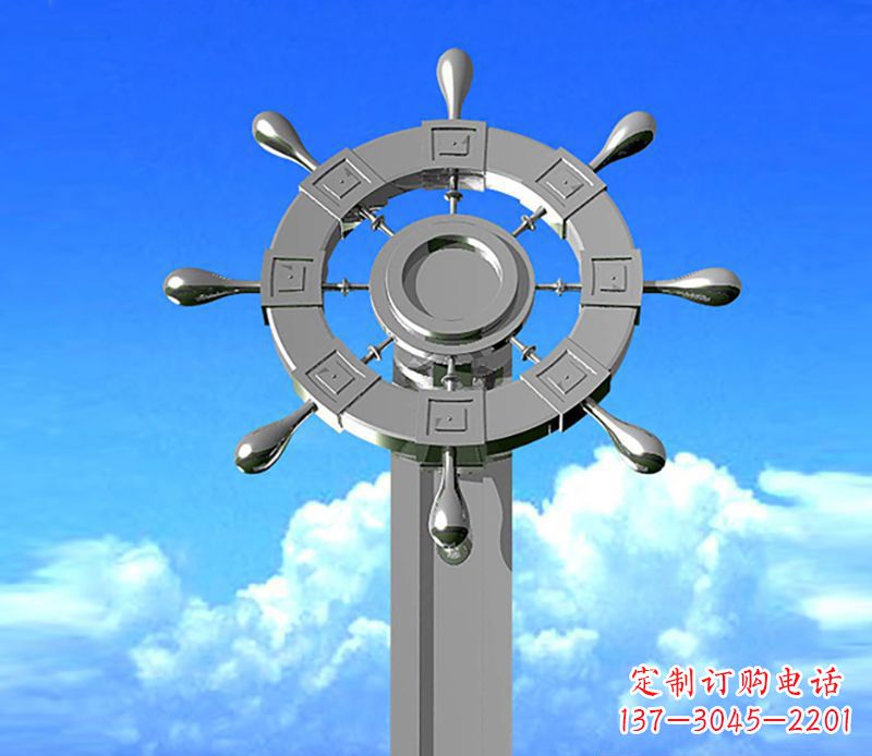 泰安不锈钢船舵雕塑精美的海洋艺术