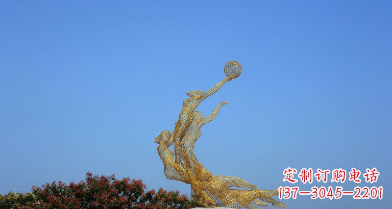 泰安不锈钢打篮球的女孩公园景观雕塑
