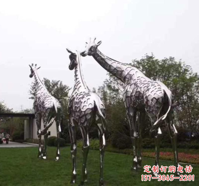 泰安精美的不锈钢大型长颈鹿雕塑