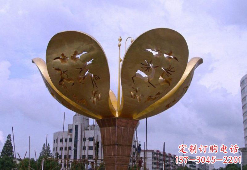 泰安大型不锈钢紫荆花雕塑