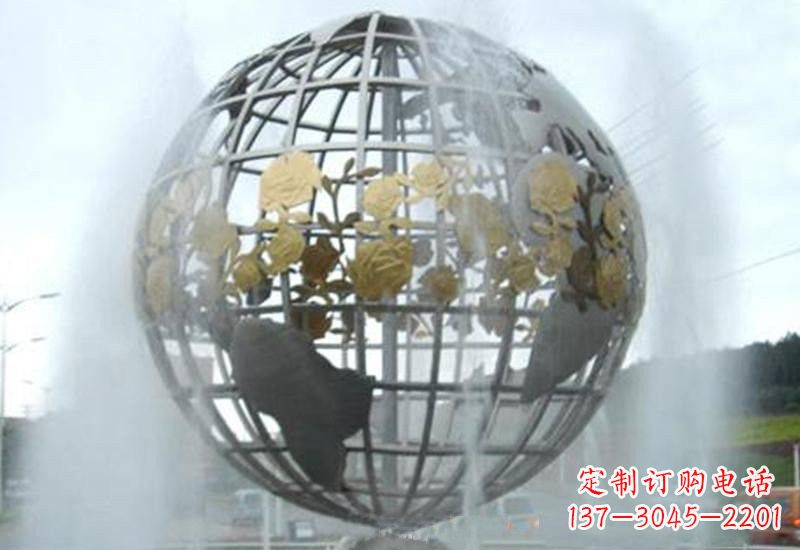 泰安不锈钢地球仪雕塑象征着地球家园