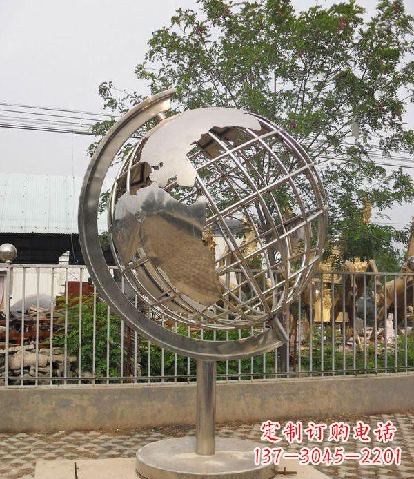 泰安精美不锈钢地球仪雕塑点缀校园美景