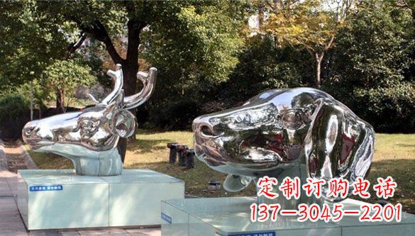 泰安动物十二生肖头像不锈钢雕塑
