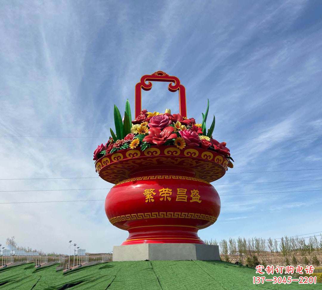 泰安不锈钢花篮雕塑象征繁荣昌盛
