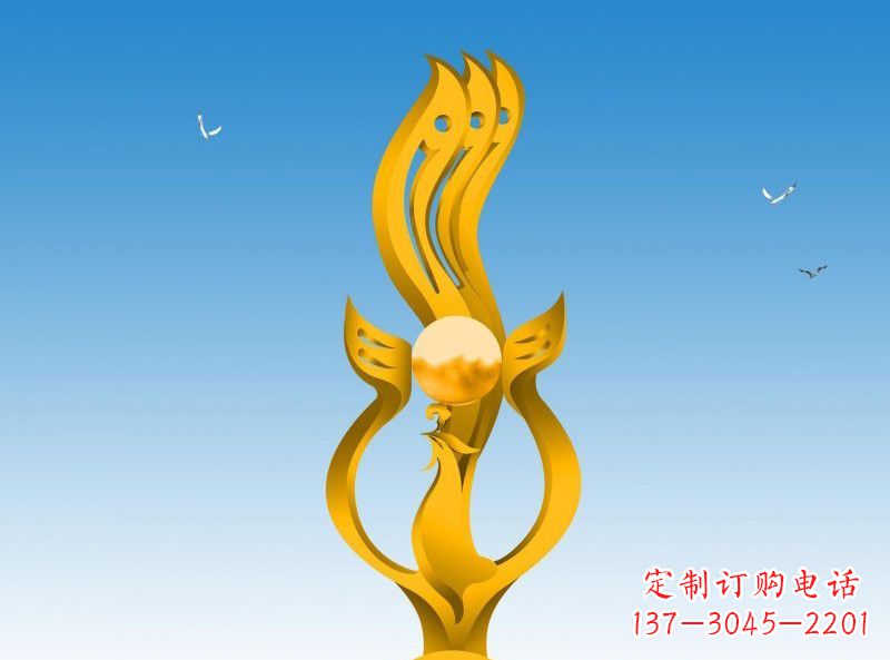 泰安不锈钢凤凰雕塑灿烂外形,精美艺术