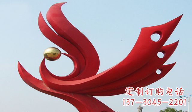 泰安不锈钢凤凰雕塑象征着美丽与智慧