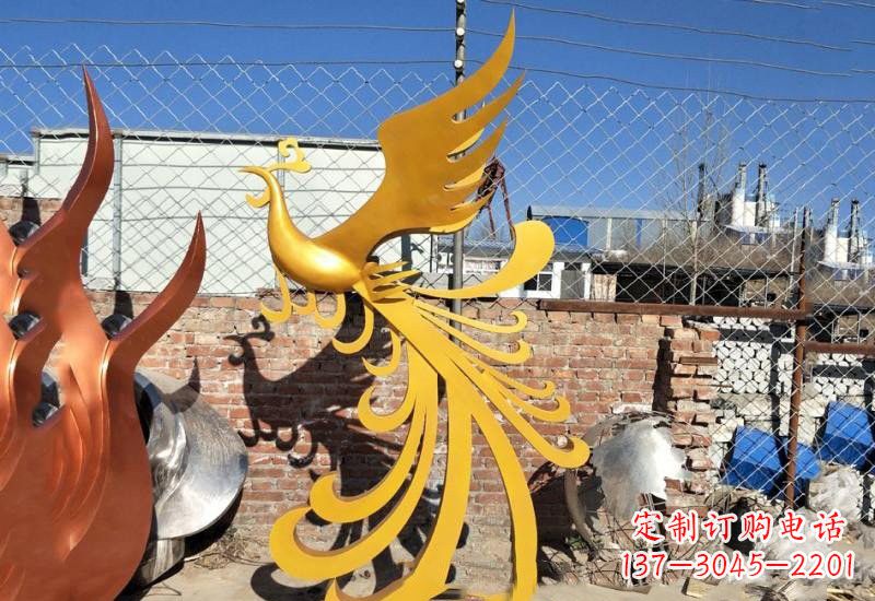 泰安不锈钢公园金色凤凰雕塑