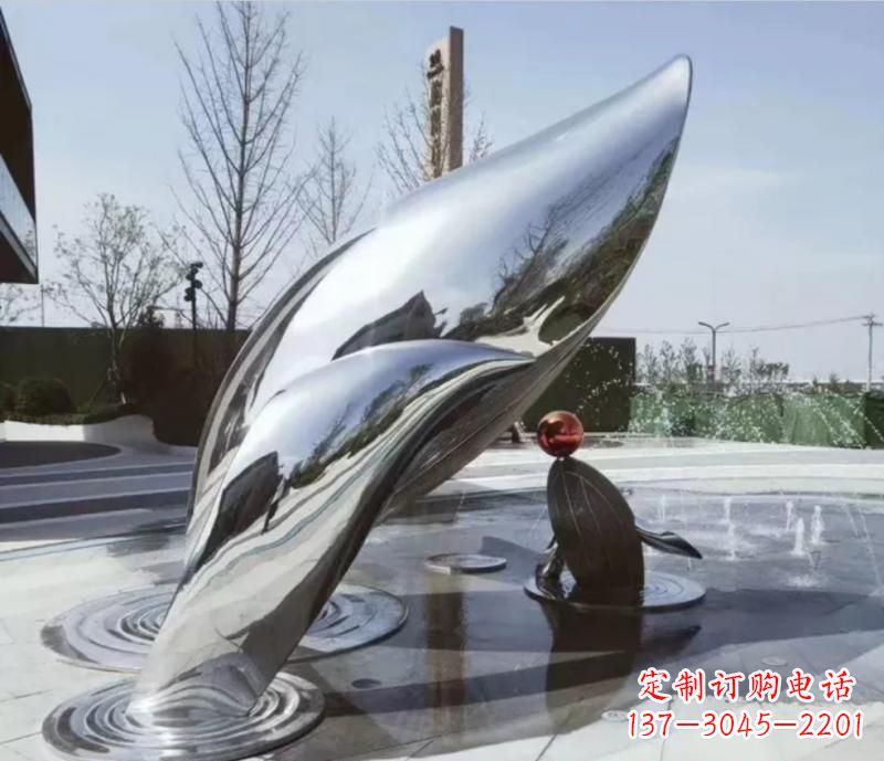 泰安精美不锈钢海豚雕塑