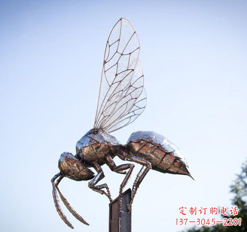 泰安不锈钢公园昆虫蜜蜂雕塑