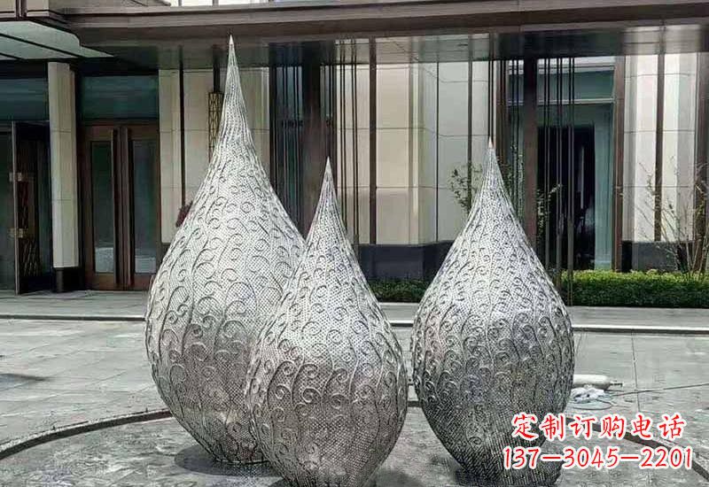 泰安不锈钢镂空水滴雕塑精致美观