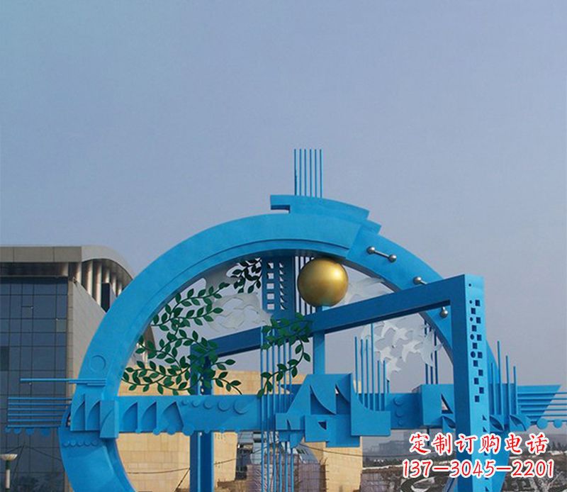 泰安不锈钢拱桥雕塑美丽的艺术品