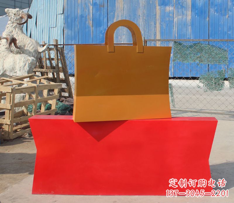 泰安精美不锈钢购物袋雕塑